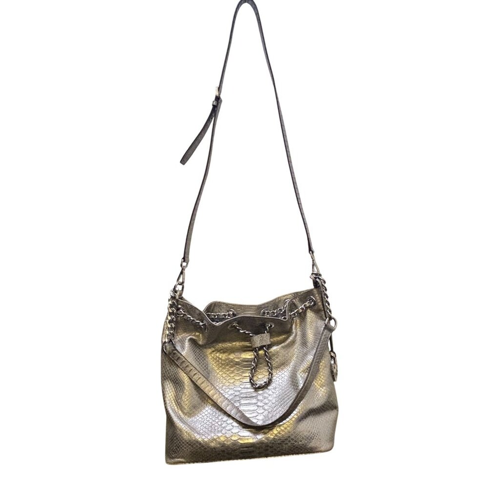 Michael Kors Metallic Snake Print Shoulder Bag With Chain Strap - Picture 7 of 7